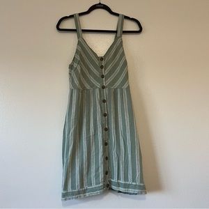 𝅺Universal Thread Green & White Striped Linen/ Rayon Dress Size S